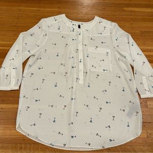 NYDJ Martini Glass white 3/4 sleeve blouse